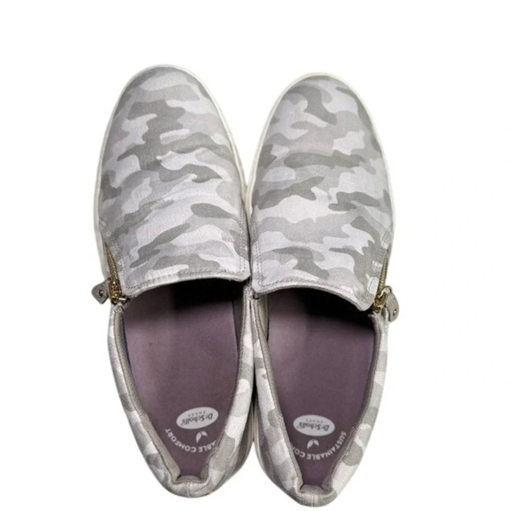 Dr Scholls Womens Slip On Sneakers‎ Camo Print Comfort Zip Detail Size 9M